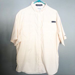 Columbia PFG Omni Shade Orange Plaid Shirt L